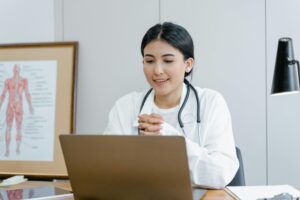 Doctor conducting a telehealth visit with a patient via video call